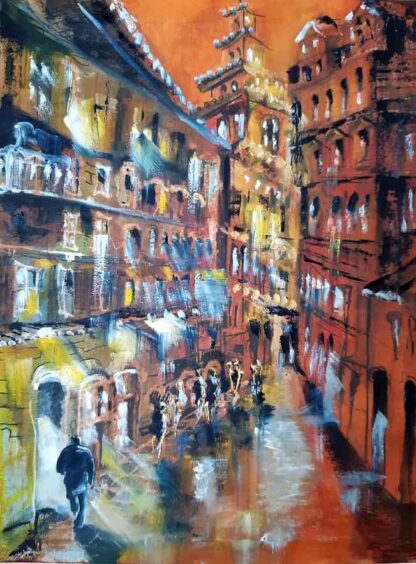 Abstract Original Street Scene painting